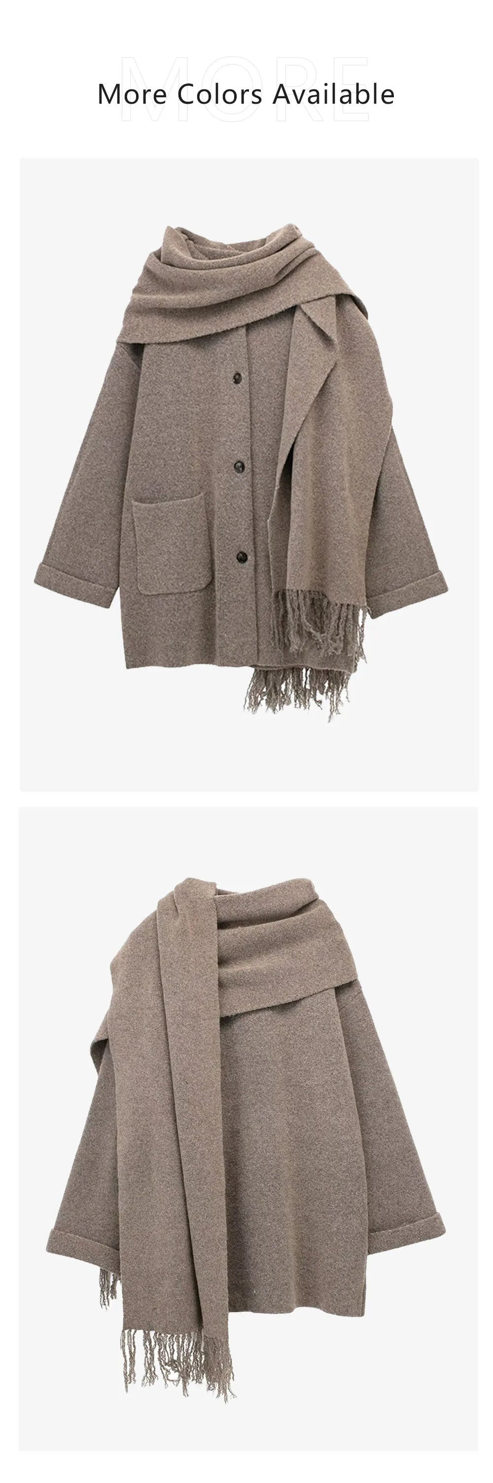 UNIZERA Women's Coat™ Short Scarf Knitted Coat