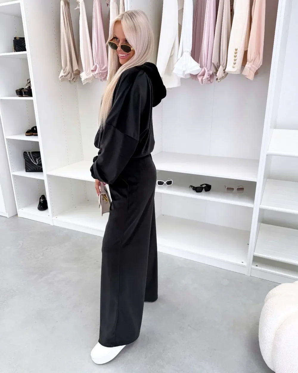 Women's  Casual Outfit™ Zipper Hooded Cardigan + Wide Leg Pants Two Piece Set