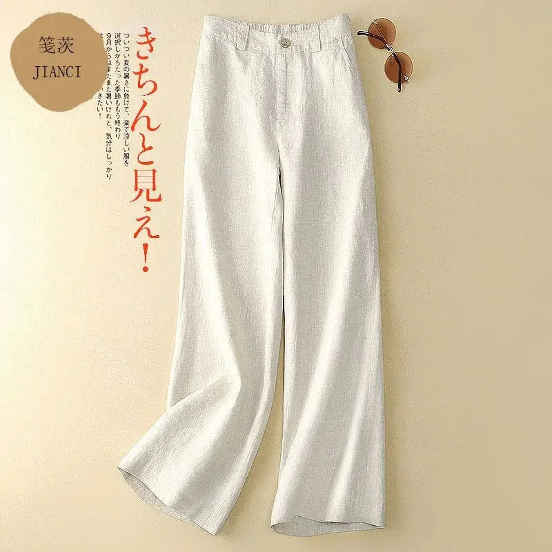 Women's Summer Baggy Cotton Linen Pants™ High Waist Wide Leg Trousers