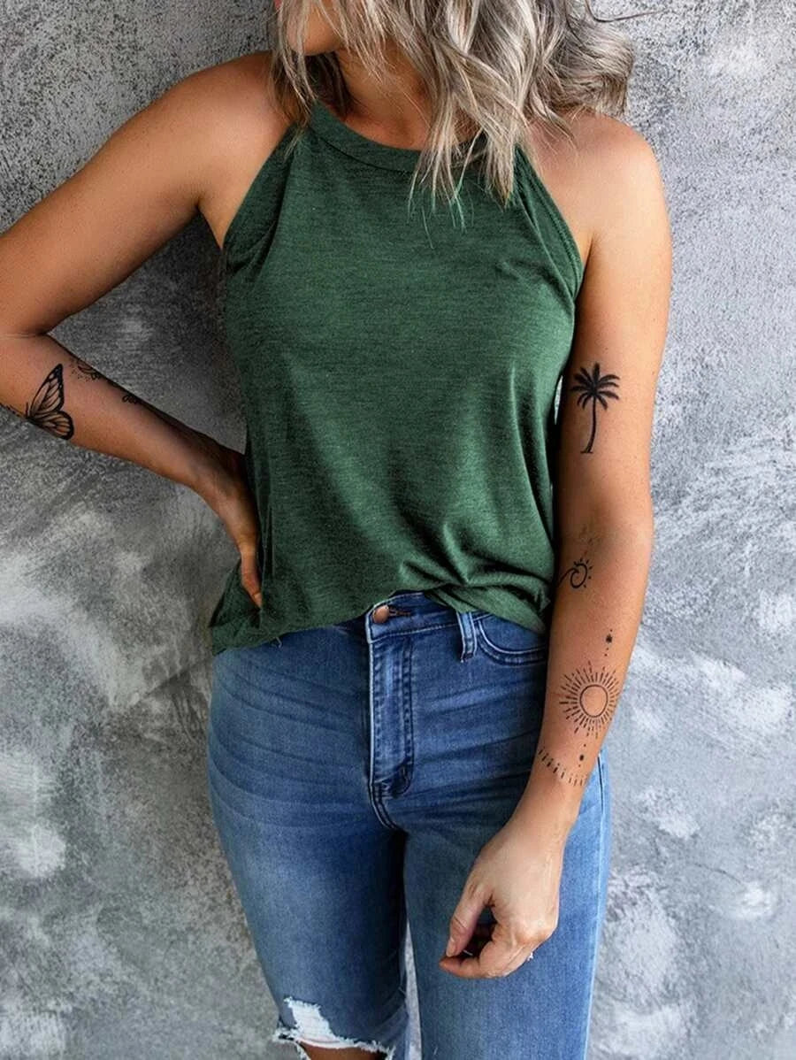 Women's Summer Sleeveless Halter T-Shirts™ Crew Neck Workout Tank Tops