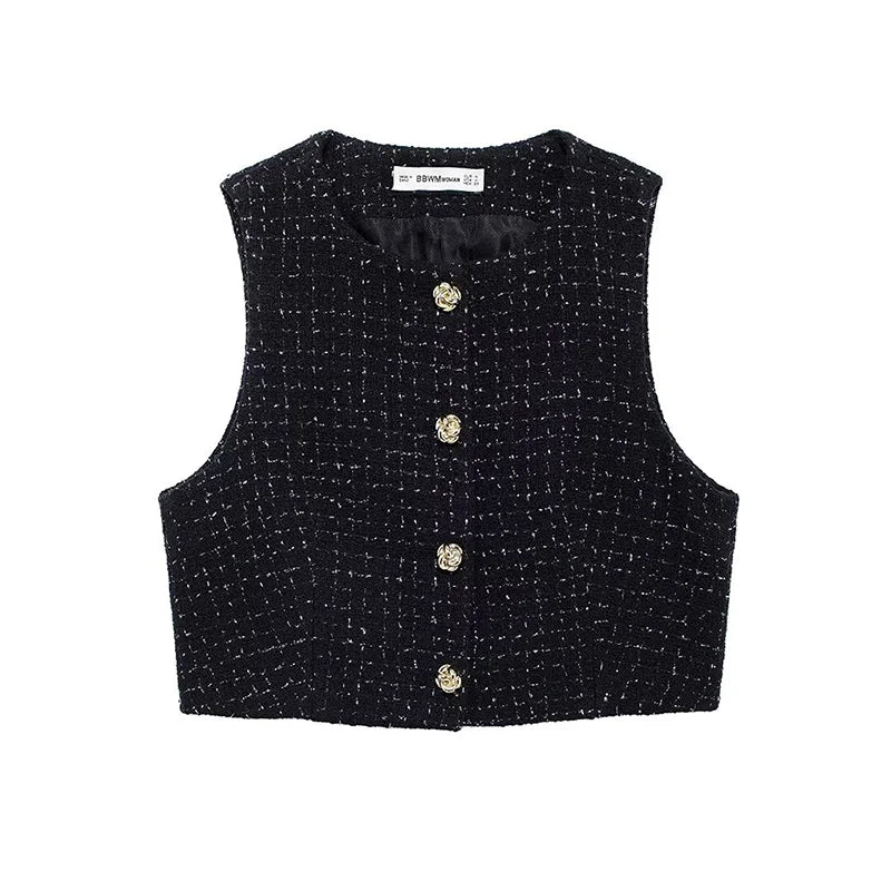 Women's Summer Suit™ Willshela Belt Shorts Tweed Vest Coat Two Piece Set Outfit