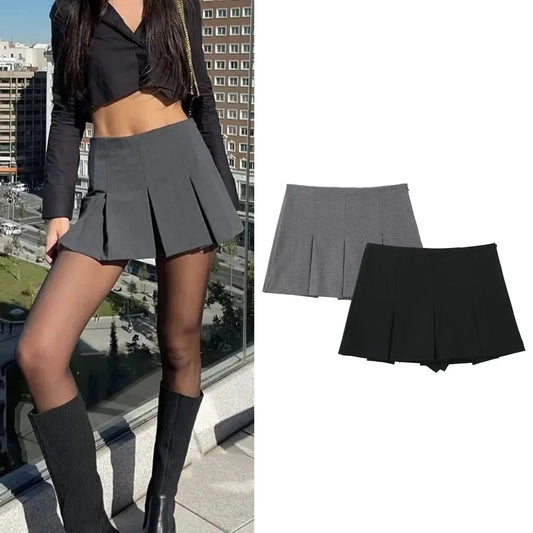 Women's Shorts Skirts™ High Waist Pleated Striped Bermuda Mini Shorts
