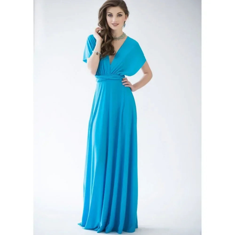 Women's Multi-worn V-neck Long Dress™ Strapped Summer Maxi Dress