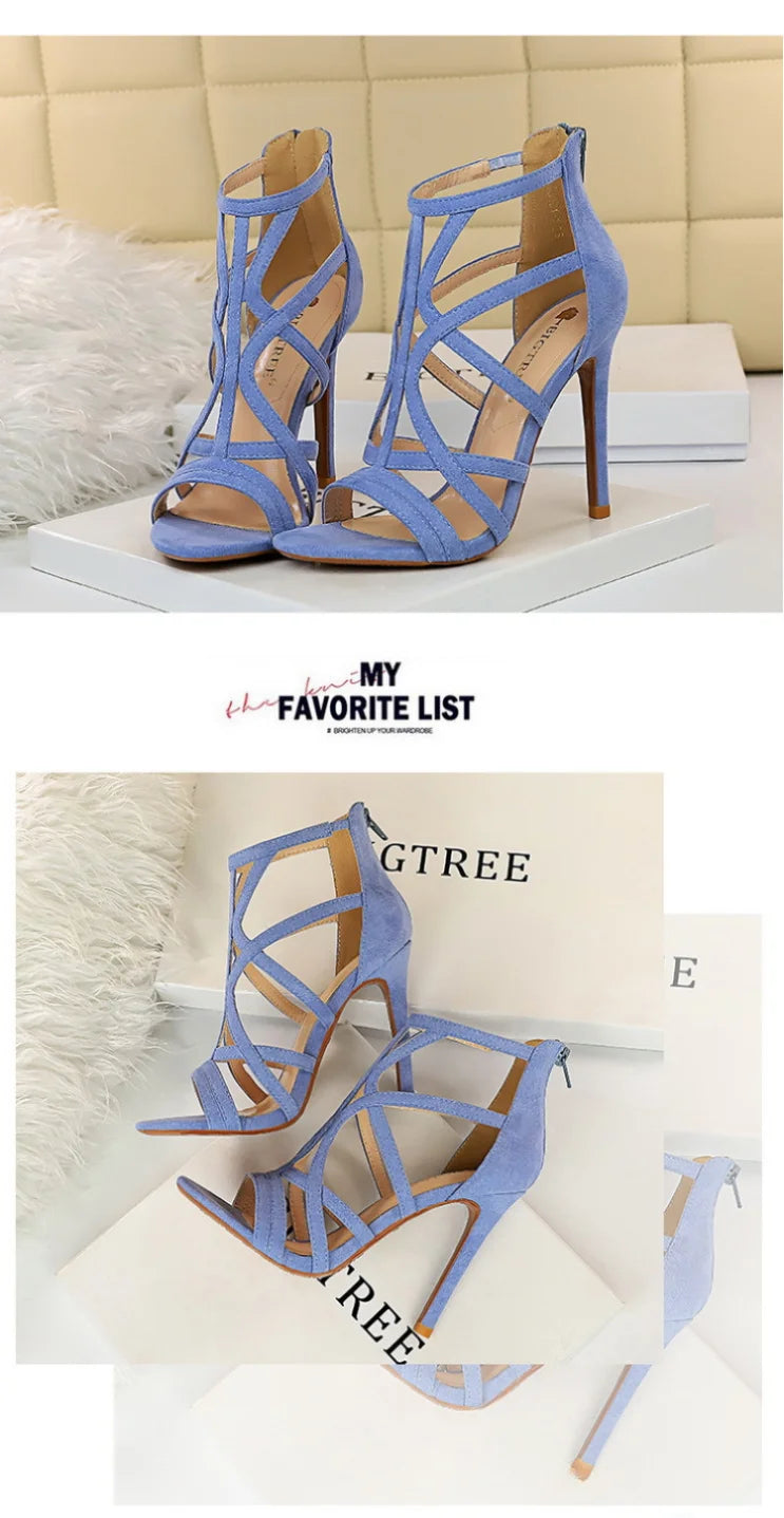 Women's High Heels™ Roman Style Velvet Hollow Out Fish Mouth Ultra High Heels