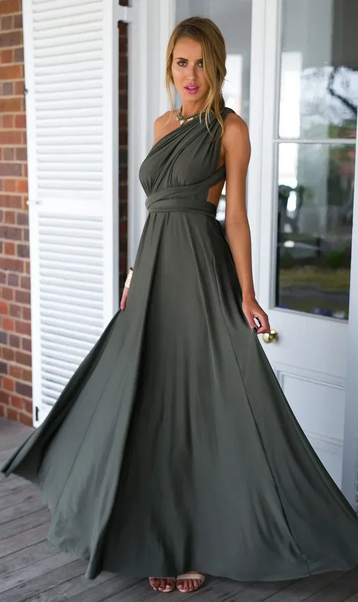 Women's Multi-worn V-neck Long Dress™ Strapped Summer Maxi Dress