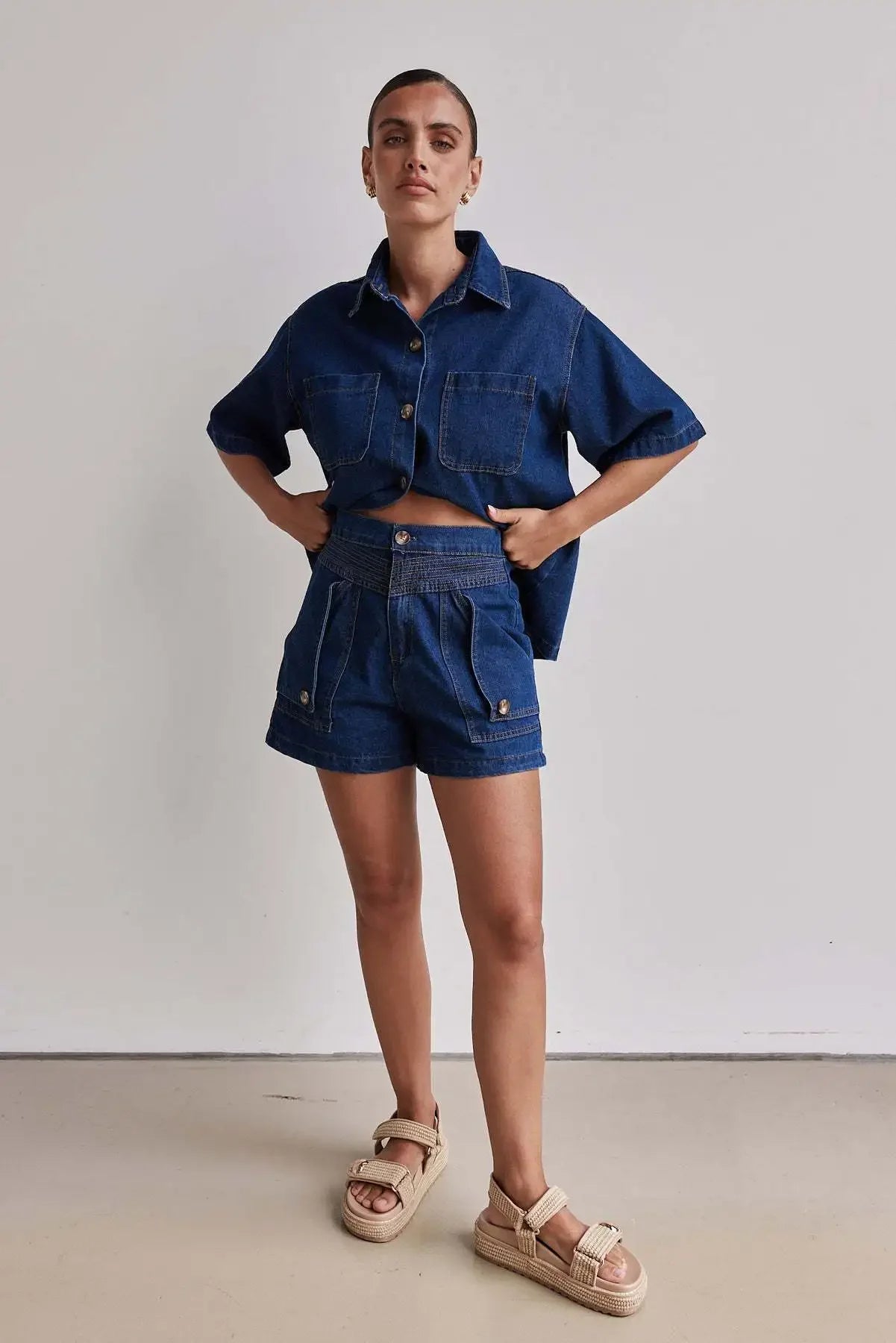 Women's Cross-Border Summer Suit™ Casual Vintage Loose-Fit Denim Shorts Suit