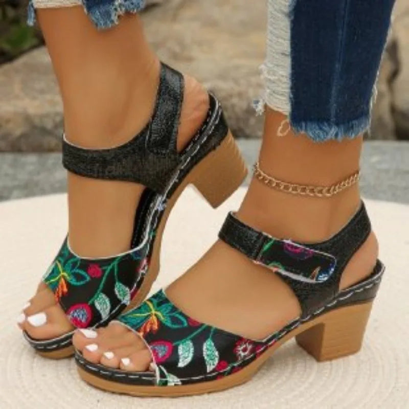 Women's Peep Toe High Heel Sandals™ Gladiator Chunky Heel Platform Flower Sandals