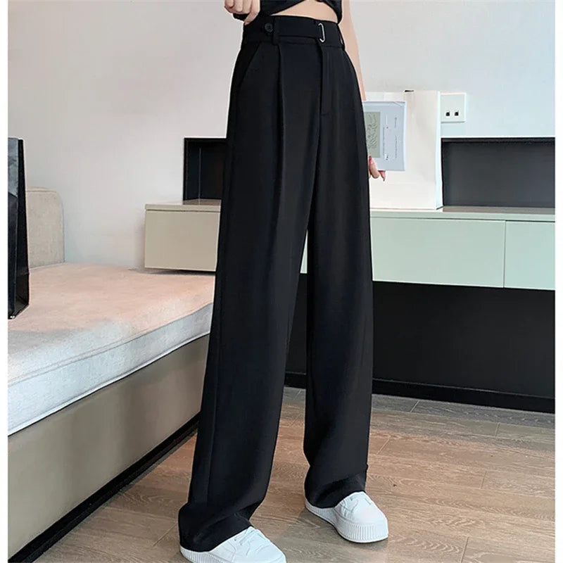 Seoulish Women's Casual Pants™ Wide Leg  Solid Color High Waist Loose Trousers