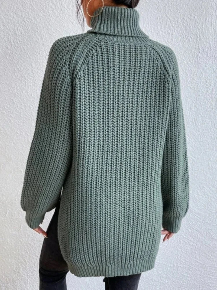 Women's Long Sleeve Turtleneck Loose Sweater™ Casual Warm Knitted Elegant Pullover