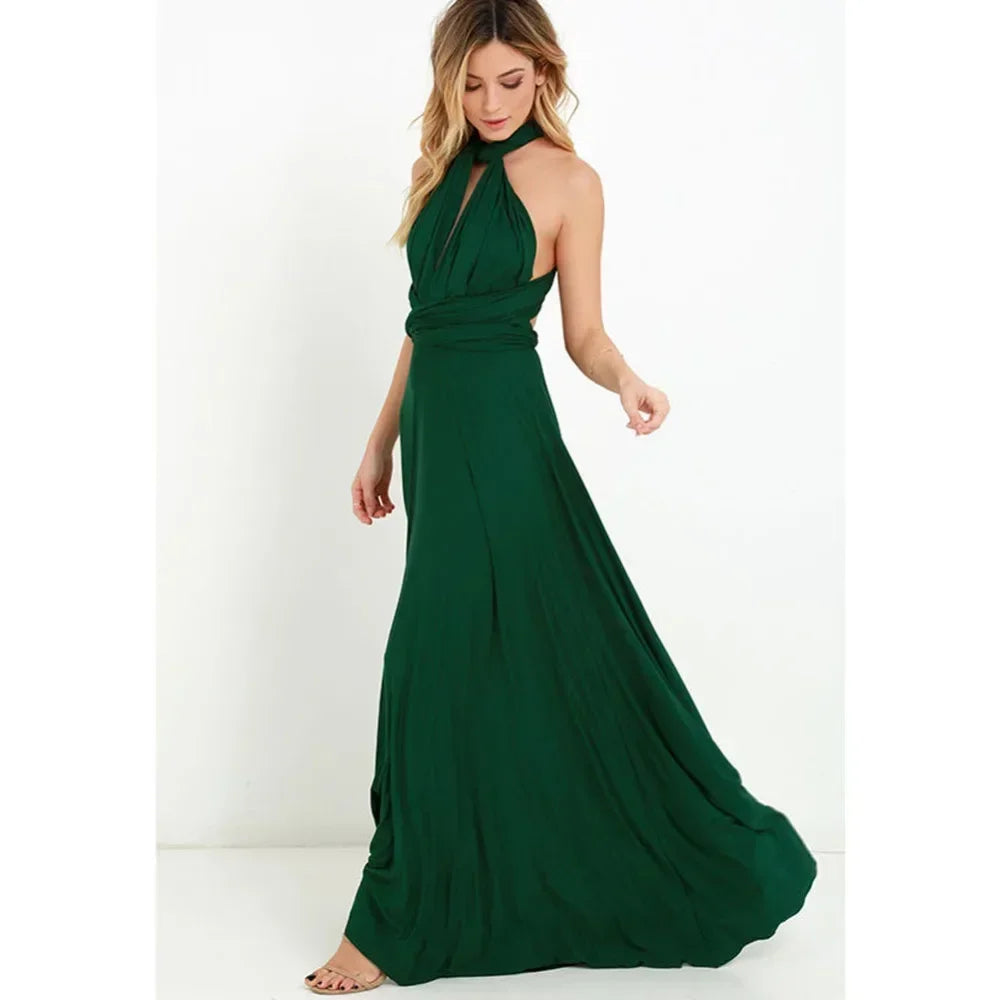 Women's Multi-worn V-neck Long Dress™ Strapped Summer Maxi Dress