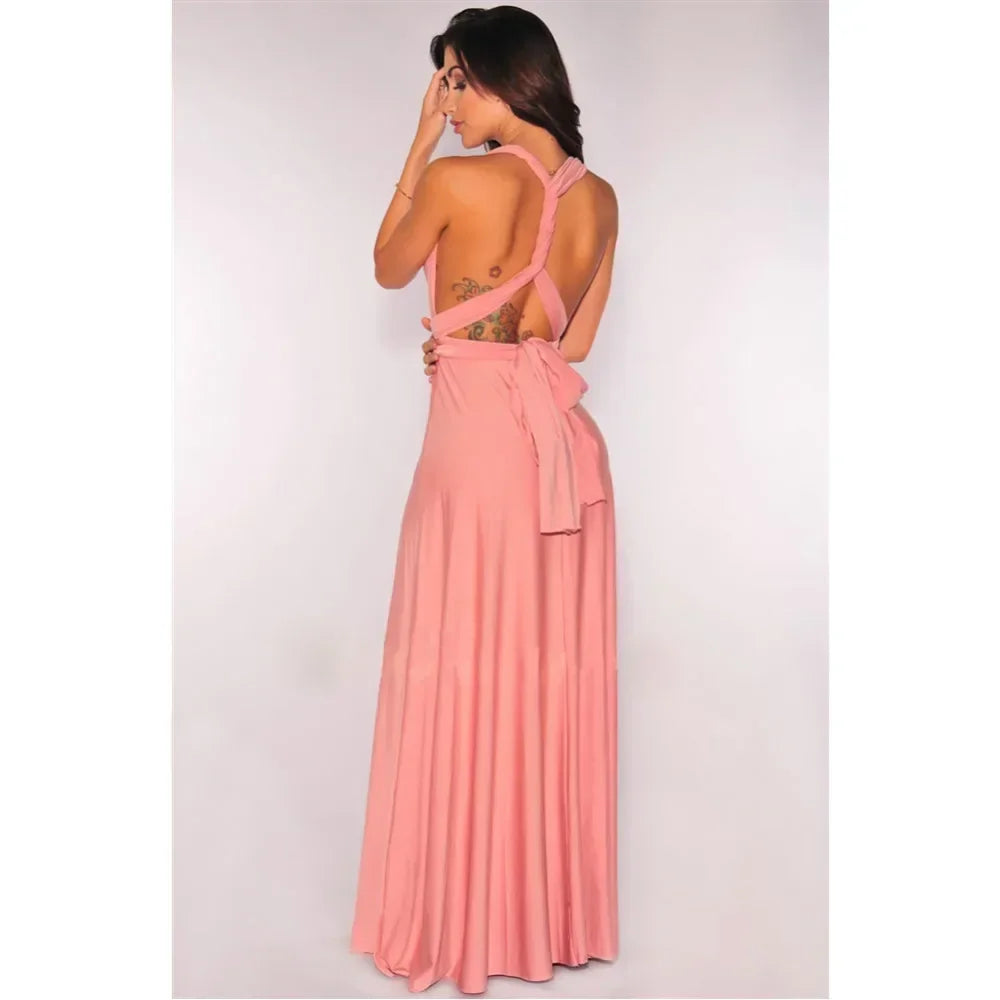 Women's Multi-worn V-neck Long Dress™ Strapped Summer Maxi Dress