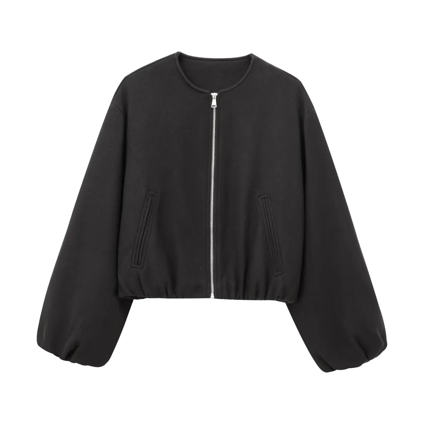 Women's Zipper Bomber Jackets™ TRAF Soft Cropped Long Sleeve Sports Jacket