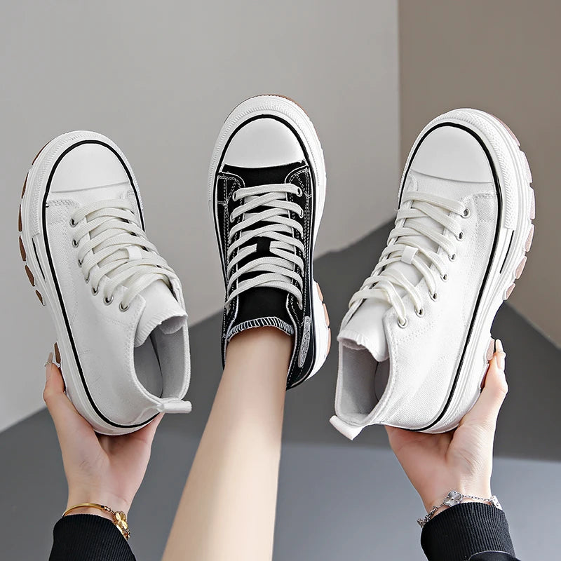 Women's Sneakers™ Lace-Up Casual Platform Height High Top Vulcanize Shoes