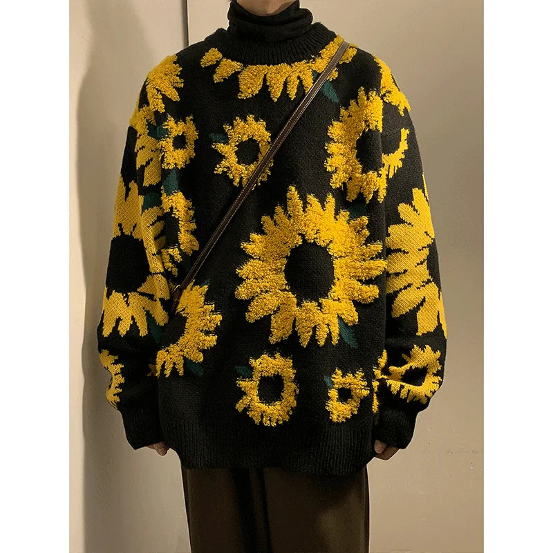 Men's Flocking Floral Sweater™ Baggy Spring Autumn Japanese Style Retro Knitwear