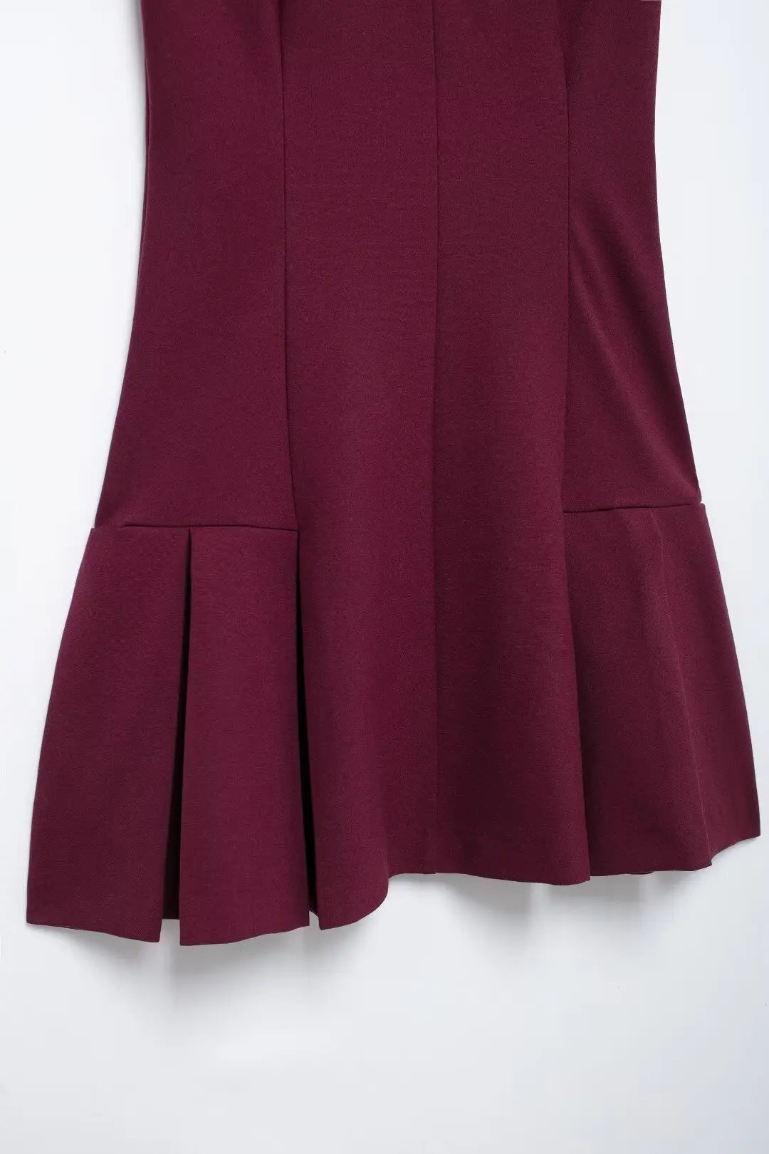 TRAFZA-Women's Burgundy Dress™ Contrasting Ribbed Lapel Buttons Classic Campus Dress