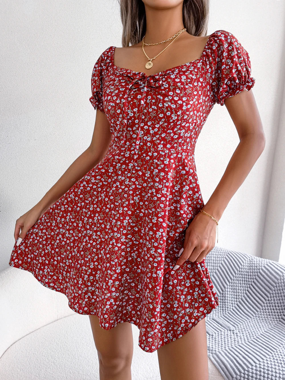 Women's Casual Ruffles Dress™ Short Sleeve Floral Print A Line Dress