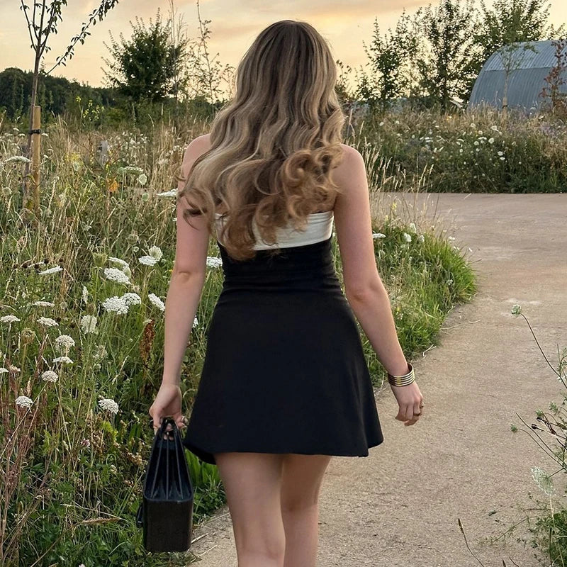 Women's Strapless Patchwork Mini Dress™ Elegant Bodycon Mini Dress