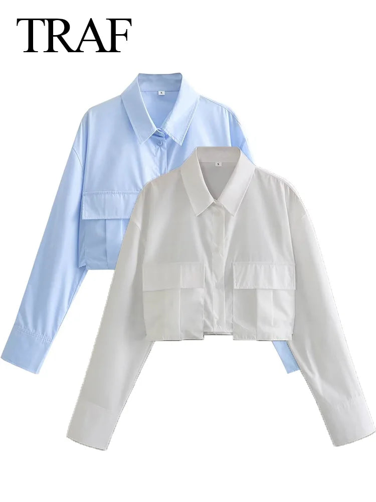 Women's TRAFZA  Long Sleeve With Pocket Shirt™ Casual Loose Versatile Shirt