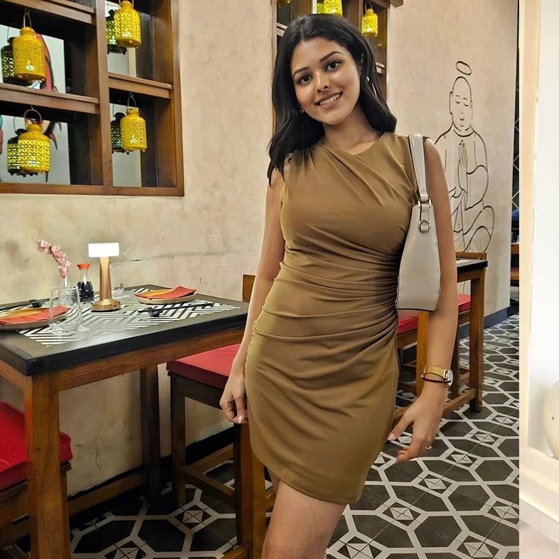 Women Dresses™ Fashion Tight Ruched Mini Dress