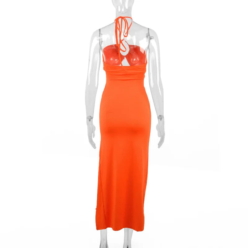 Women's Backless Hollow Out Summer Dress™ Sleeveless Lace-up Halter Bodycon Elegant Split Dress