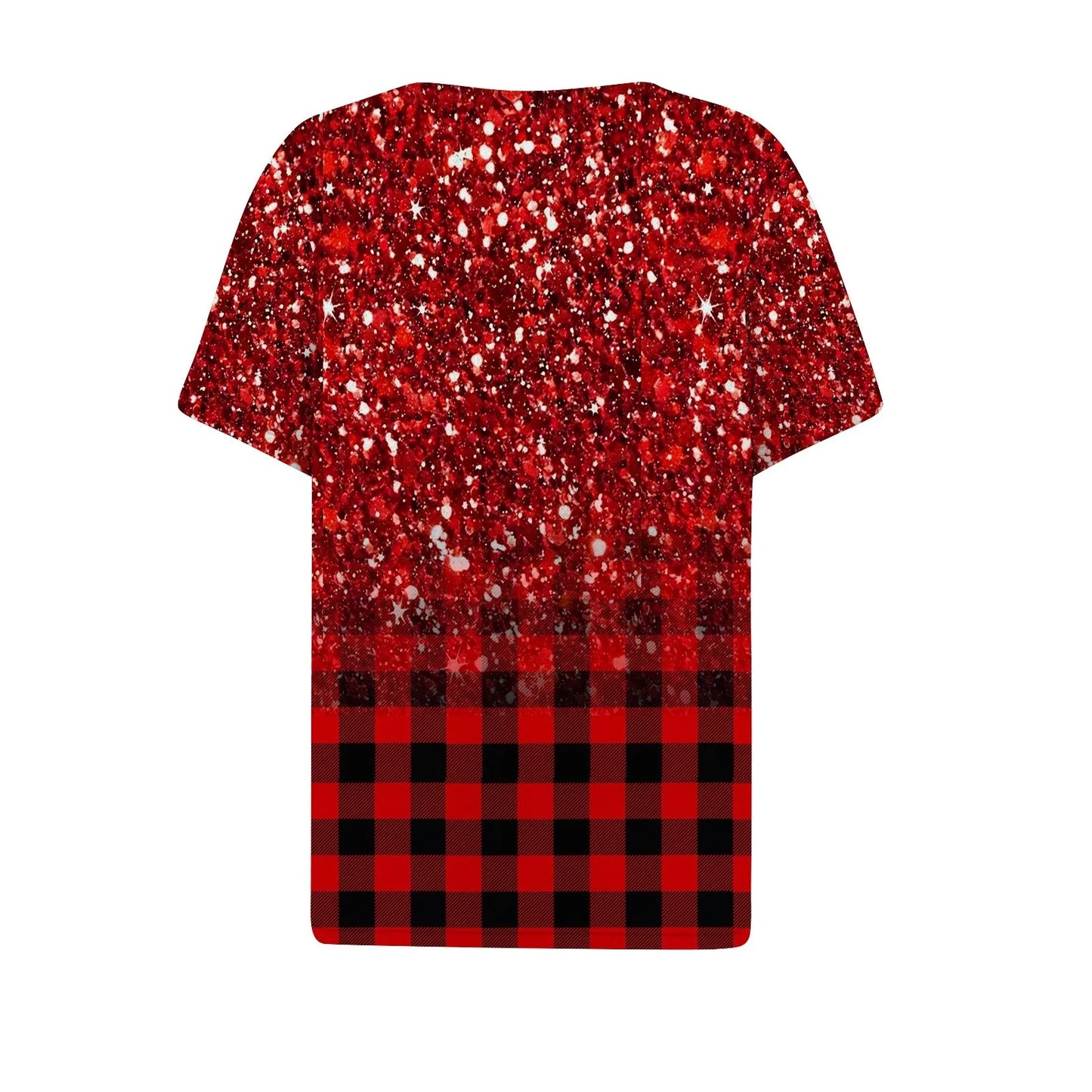 Women's Summer Patchwork T-Shirts™ Short Sleeve Loose Ladies V-Neck Tops