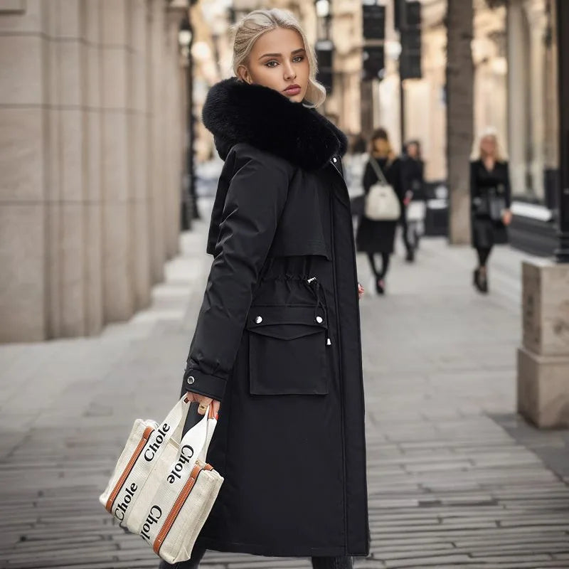 Women's Parkas Coat™ Thick Pinch Cotton Detachable Inner Tank Long Over Knee Coat